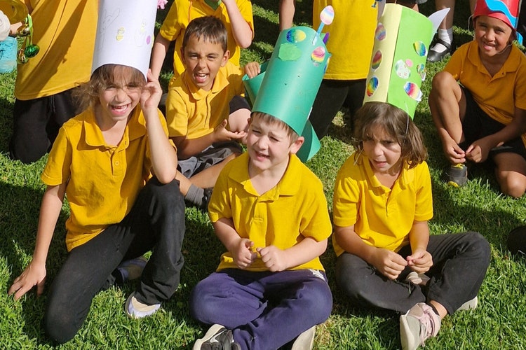 Students wearing their Easter Hats.
